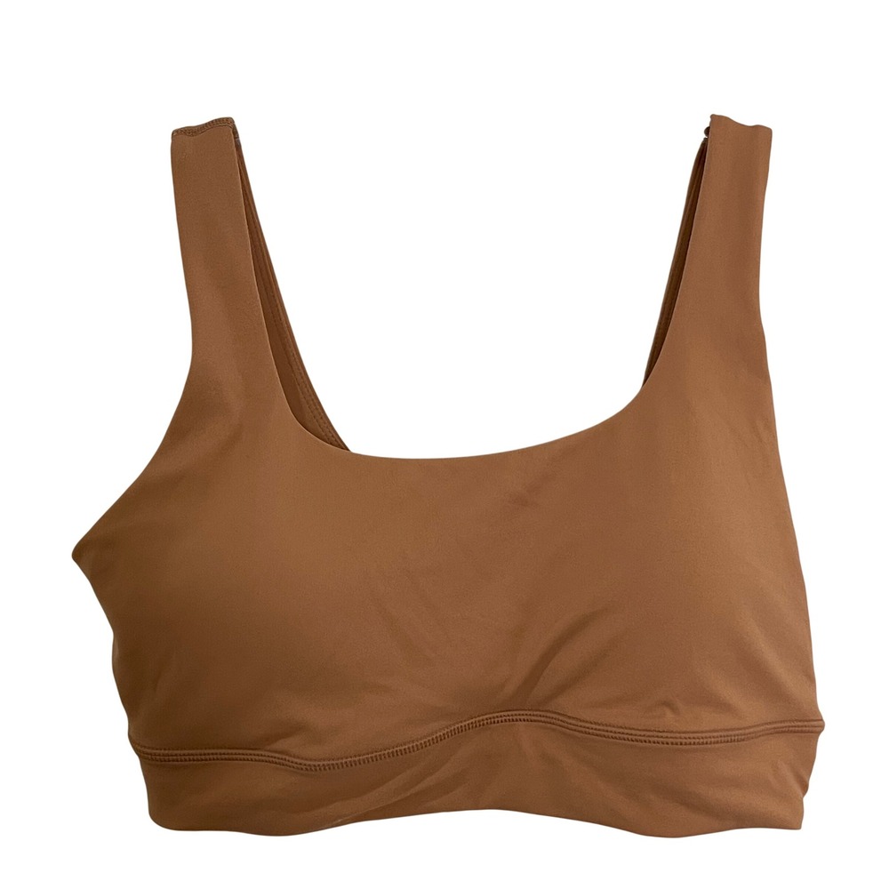 CRZ YOGA Women's Medium Yoga Bra Mocha Mousse Brown Scoop Neck Sports Bra NWT